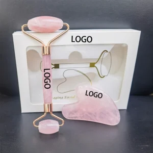 Hot sale Hot Sale Rose Quartz Roller Gua Sha Natural Jade Facial Massage with box for face massager