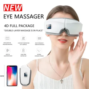 Ohio eur oculaire intelligent 4D, vibration de l'airbag, soins oculaires, compresse chaude, Bluetooth, lunettes de massage, poudres de fatigue et déformable